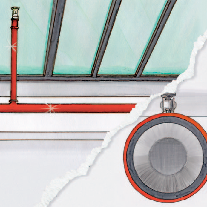 Illustration of a fully functional water extinguishing system