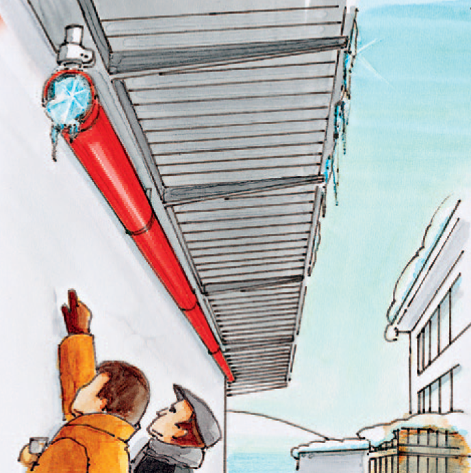 Illustration of frost damage in water-bearing systems