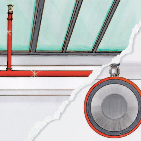 Illustration of a fully functional water extinguishing system